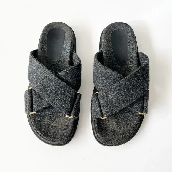 Marni | Shoes | Marnislip On Sandals Grey Gray Wool Slides  display picture 2